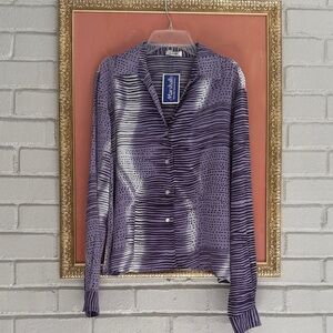 NWT Vintage Y2K Purple Patterned Blouse